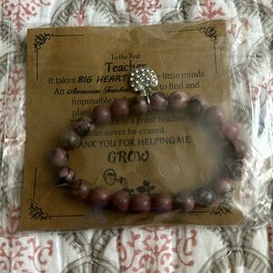 Teacher bracelet in brown and pink mix